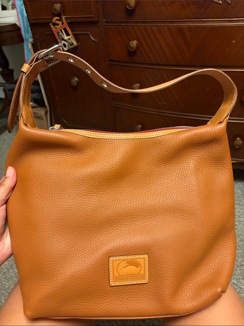 Dooney & Bourke Cognac Pebble Leather Shoulder Bag